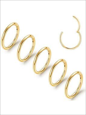 5pc 20G Hinged Nose Rings Hoops 316L Surgical Steel Septum Piercing Jewelry